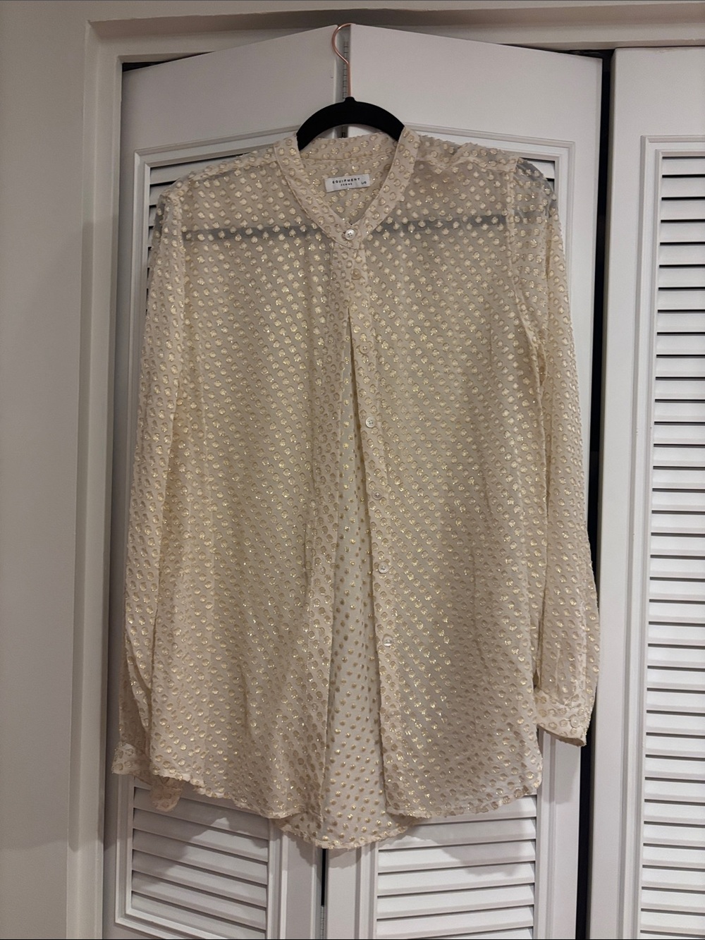 Equipment Cream and Gold Dot Button-Down Blouse